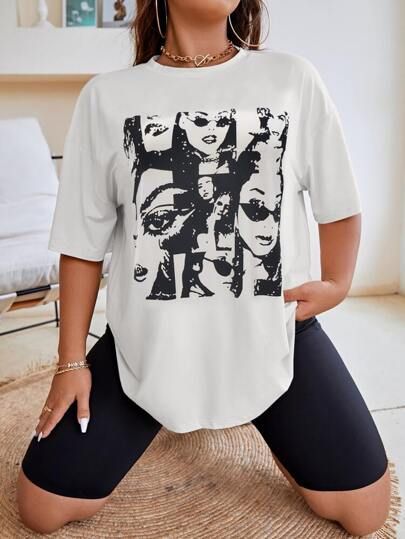 sketch art printed white t shirt women