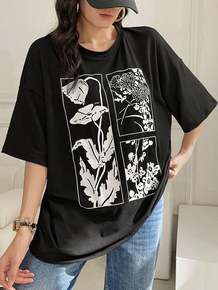 Black Printed T shirt