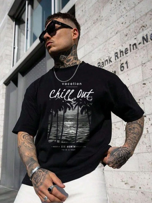 Men Black Printed T shirt
