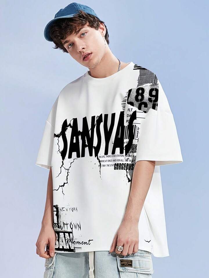 men white t shirt printed